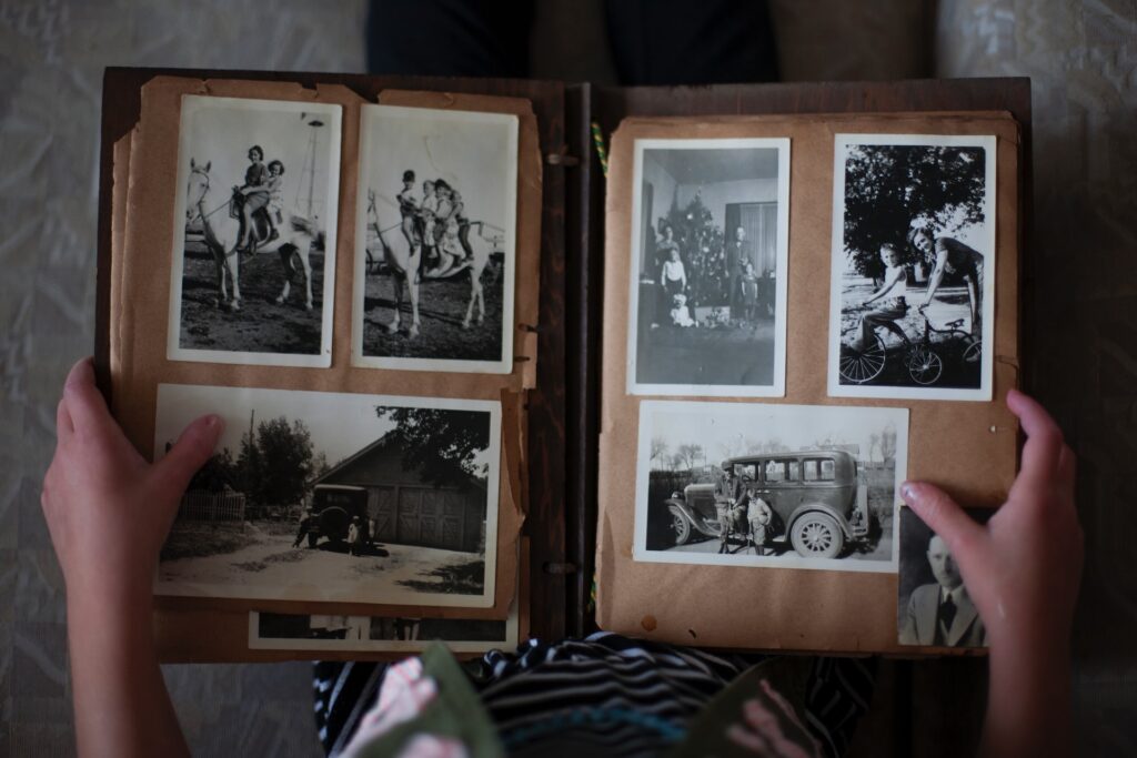Photobook with old black and white photographs